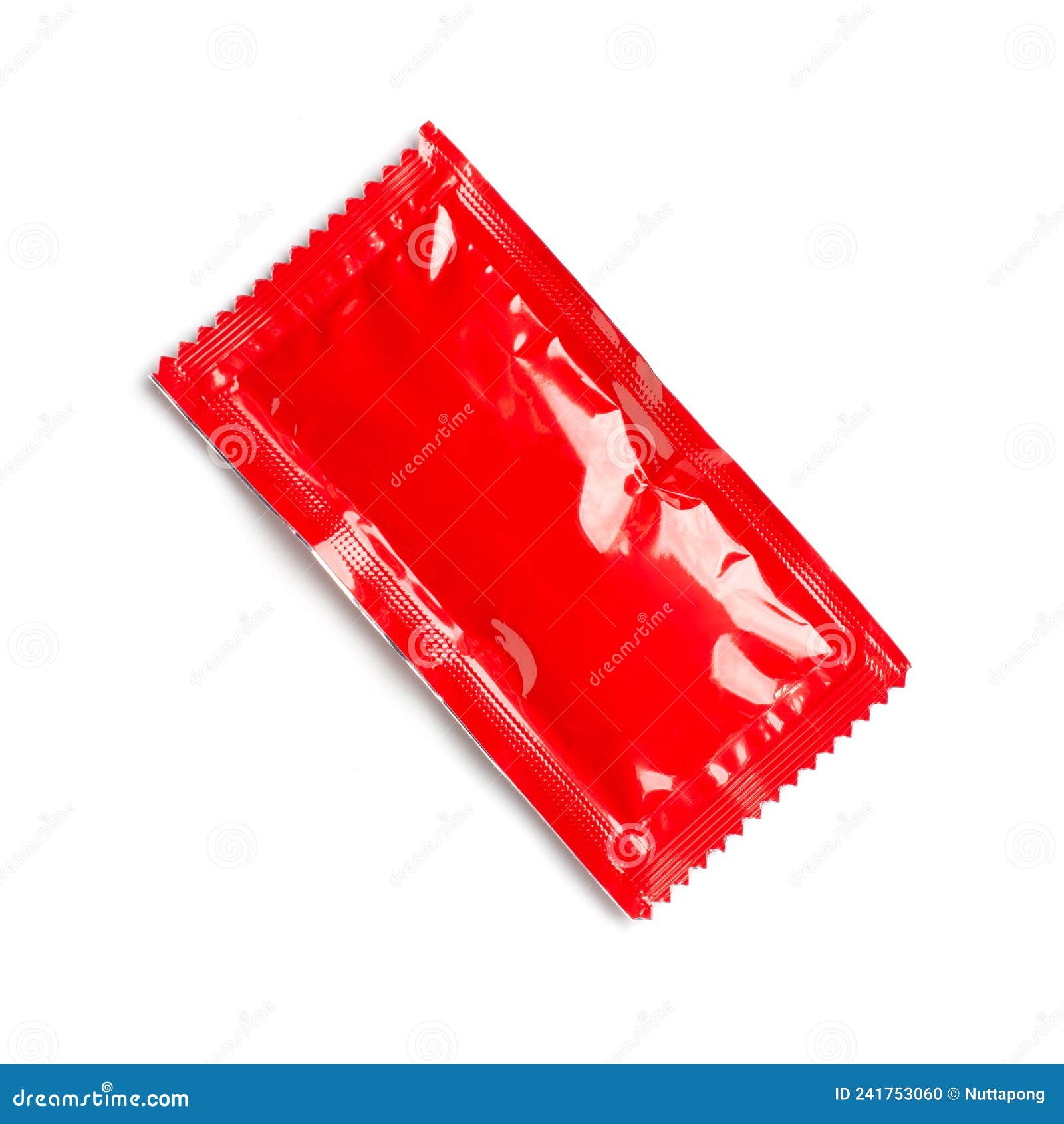 Red Ketchup Packets on White Background. Object Picture for Graphic