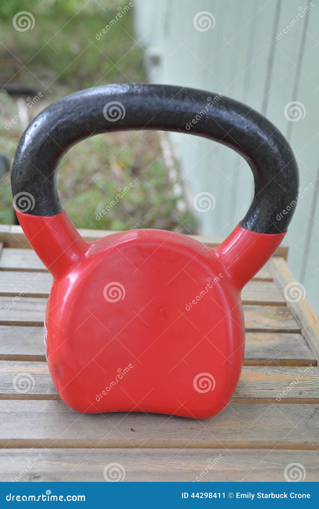 Red kettlebell outside stock image. Image of outside 44298411