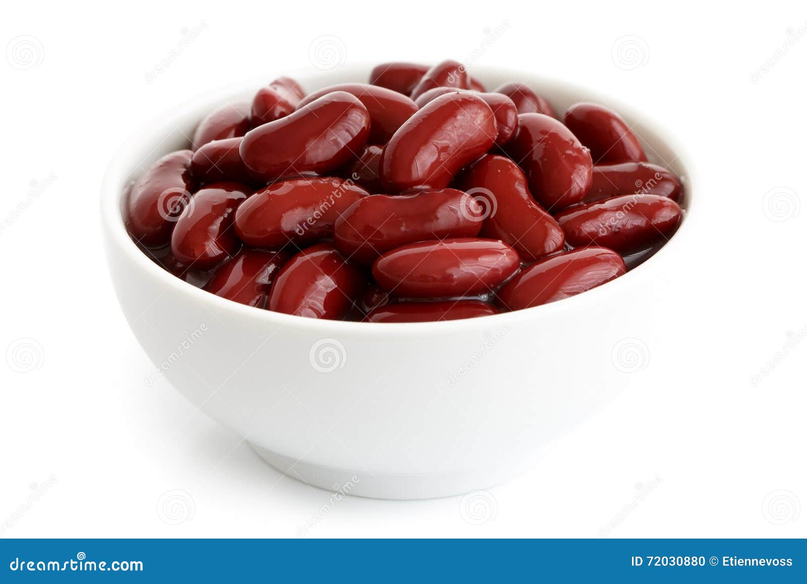 Red Kidney Beans in a Dish in Perspective. Isolated on White. Stock
