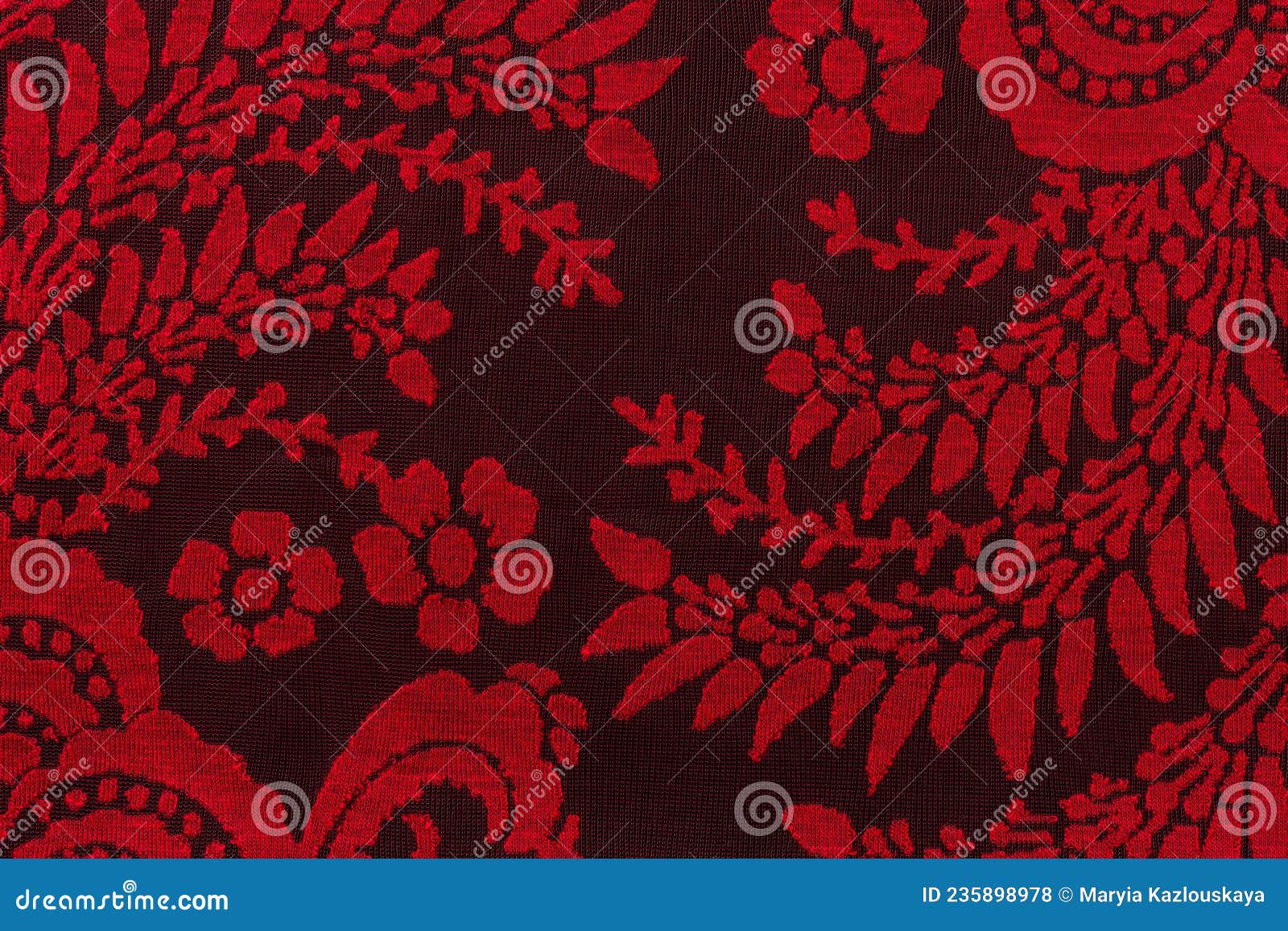 Red Lace Fabric with Floral Pattern Against Black Bacground. Texture of  Embroidery Red Guipure Stock Photo - Image of elegant, closeup: 235898978