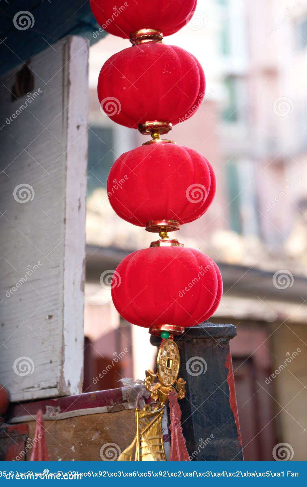 Red Lanterns Hanging Under Eaves during Festivals Stock Image Image