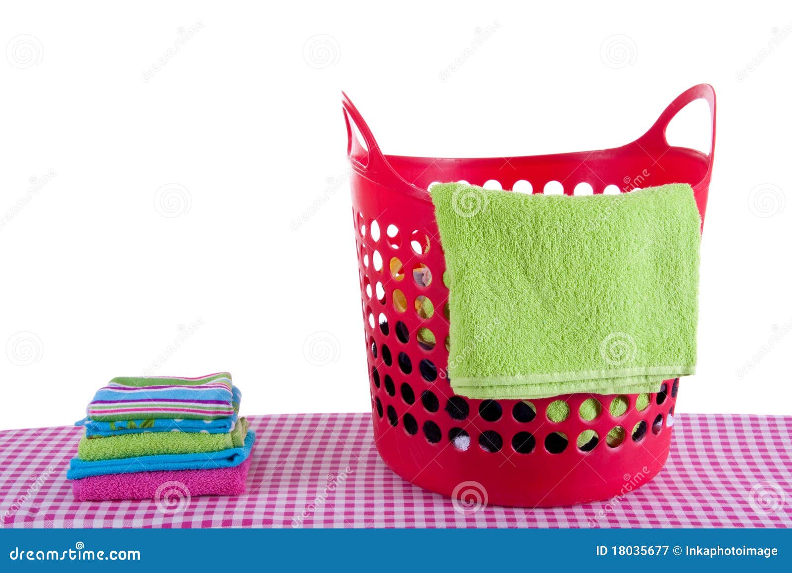 Red laundry basket stock image. Image of pink, hanging 18035677