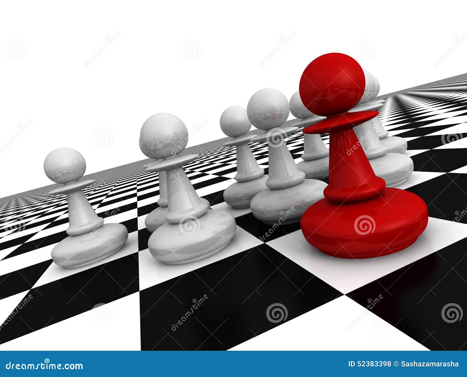 Red Leader Pawn in Forward of Team. Success Concept Stock Illustration ...