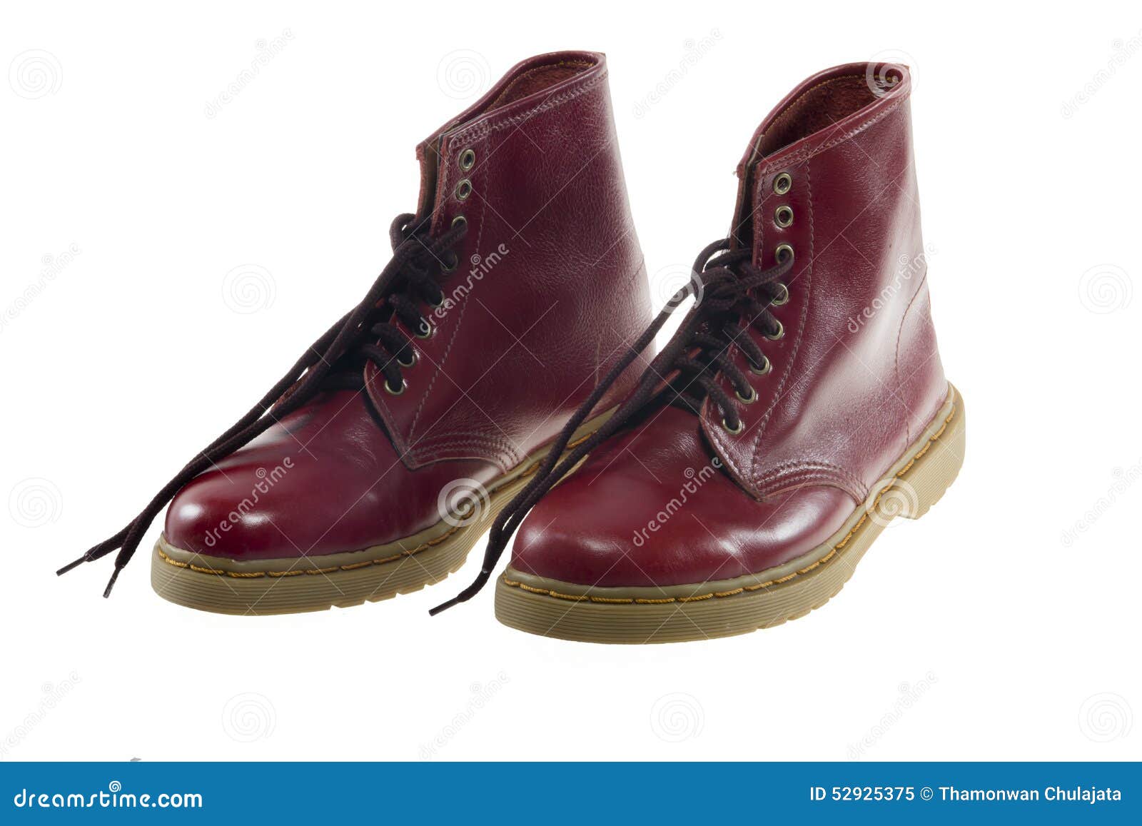 The red leather boots stock image. -