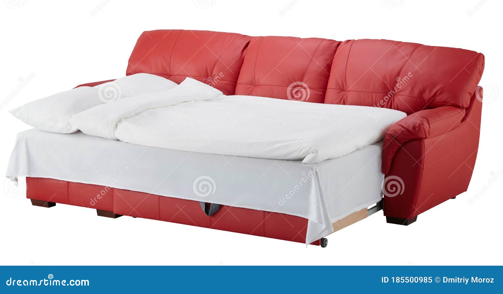 Red Leather Corner Couch Bed Isolated on White Stock Image Image of
