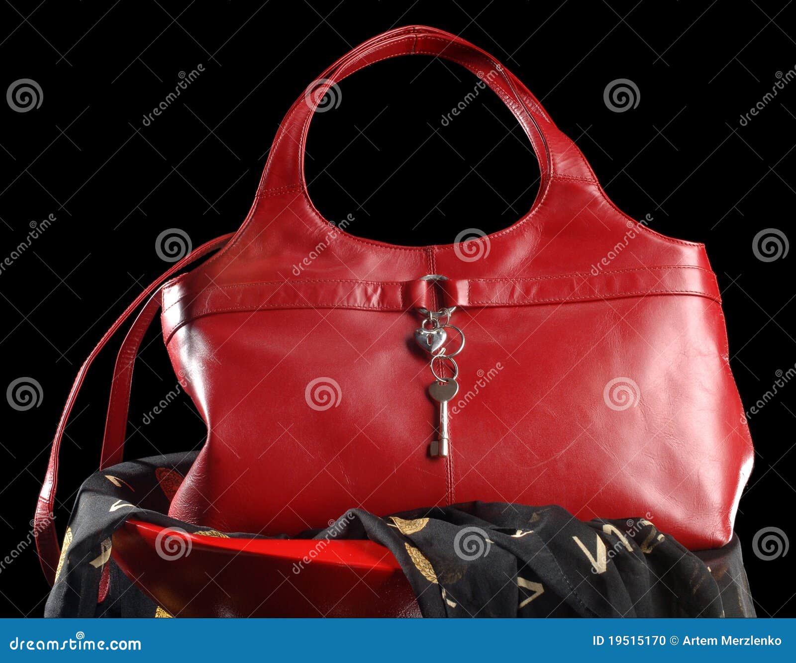 Red leather handbag stock photo. Image of black, accessories - 19515170