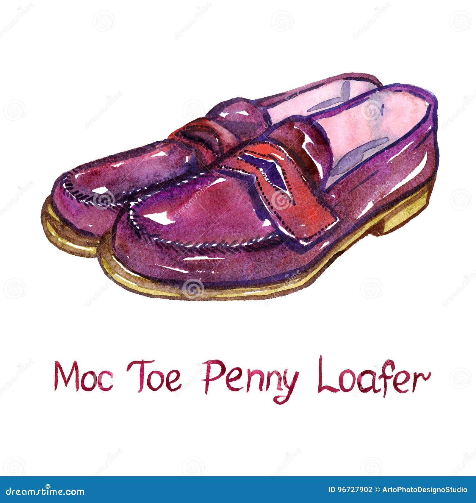 Red Leather Moc Toe Penny Loafer Stock Illustration - Illustration of ...