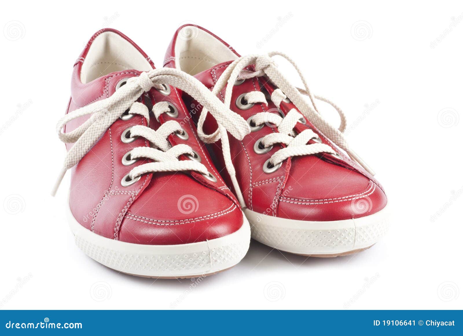 Red Leather Running Shoes stock image. Image of female - 19106641