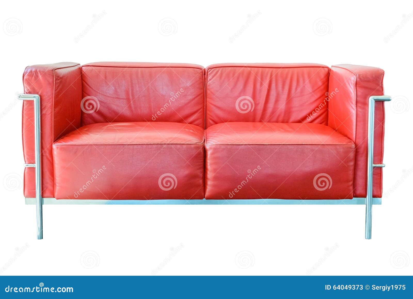 Red leather sofa stock image. Image of furniture, couch 64049373