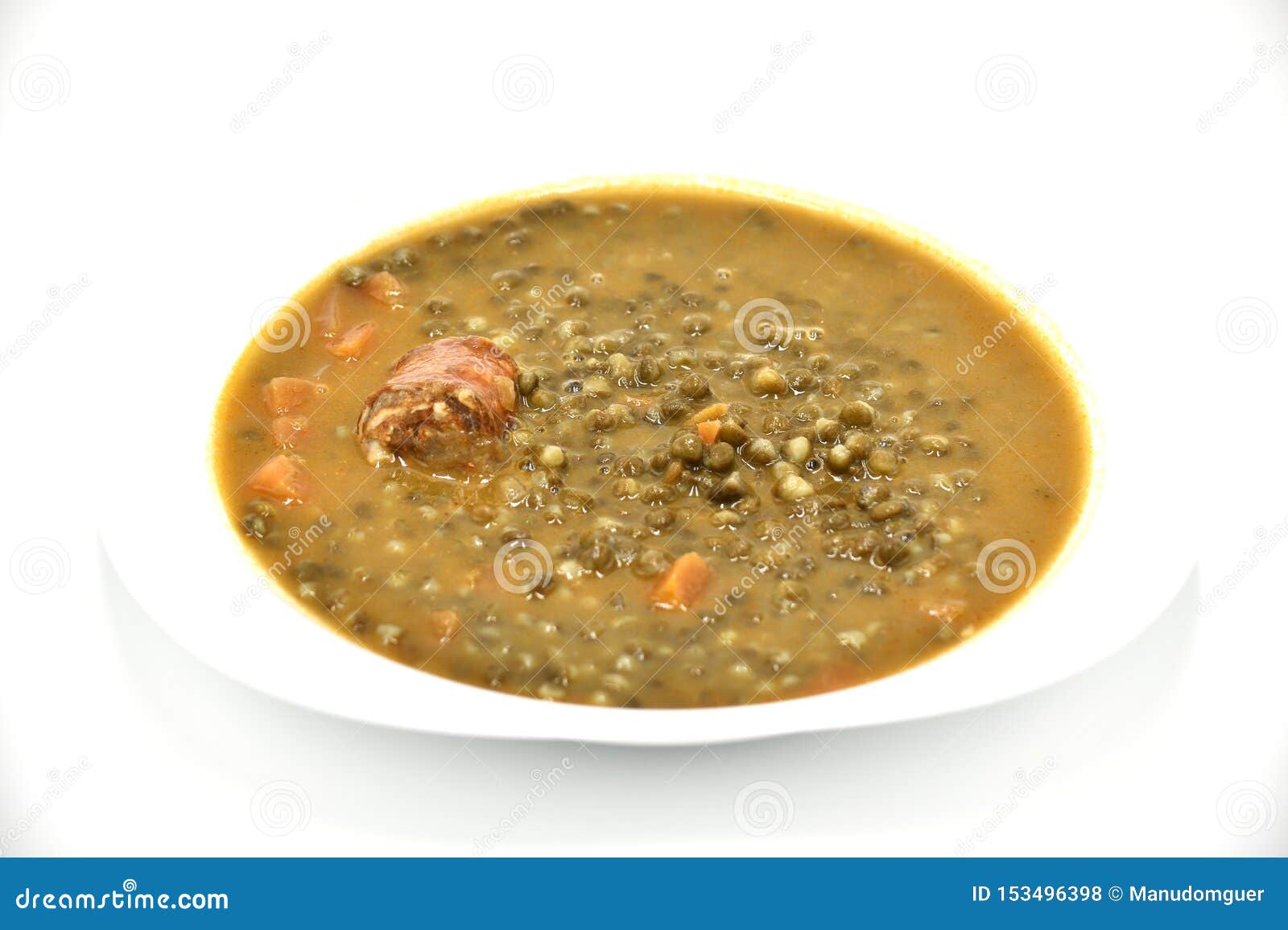 Lentil Soup on a Plate with White Background Stock Photo - Image of ...