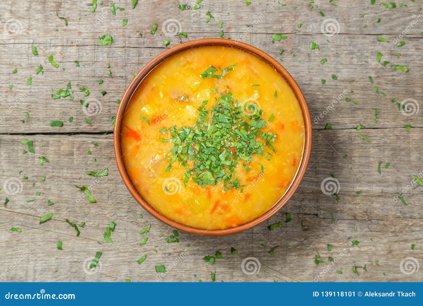 Red Lentil Soup with Vegetables. the View from the Top. Copy-space ...