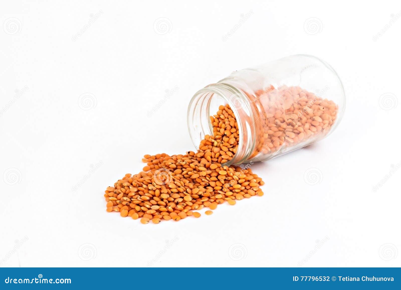Red Lentils Spilled from the Container Isolated Stock Photo Image of