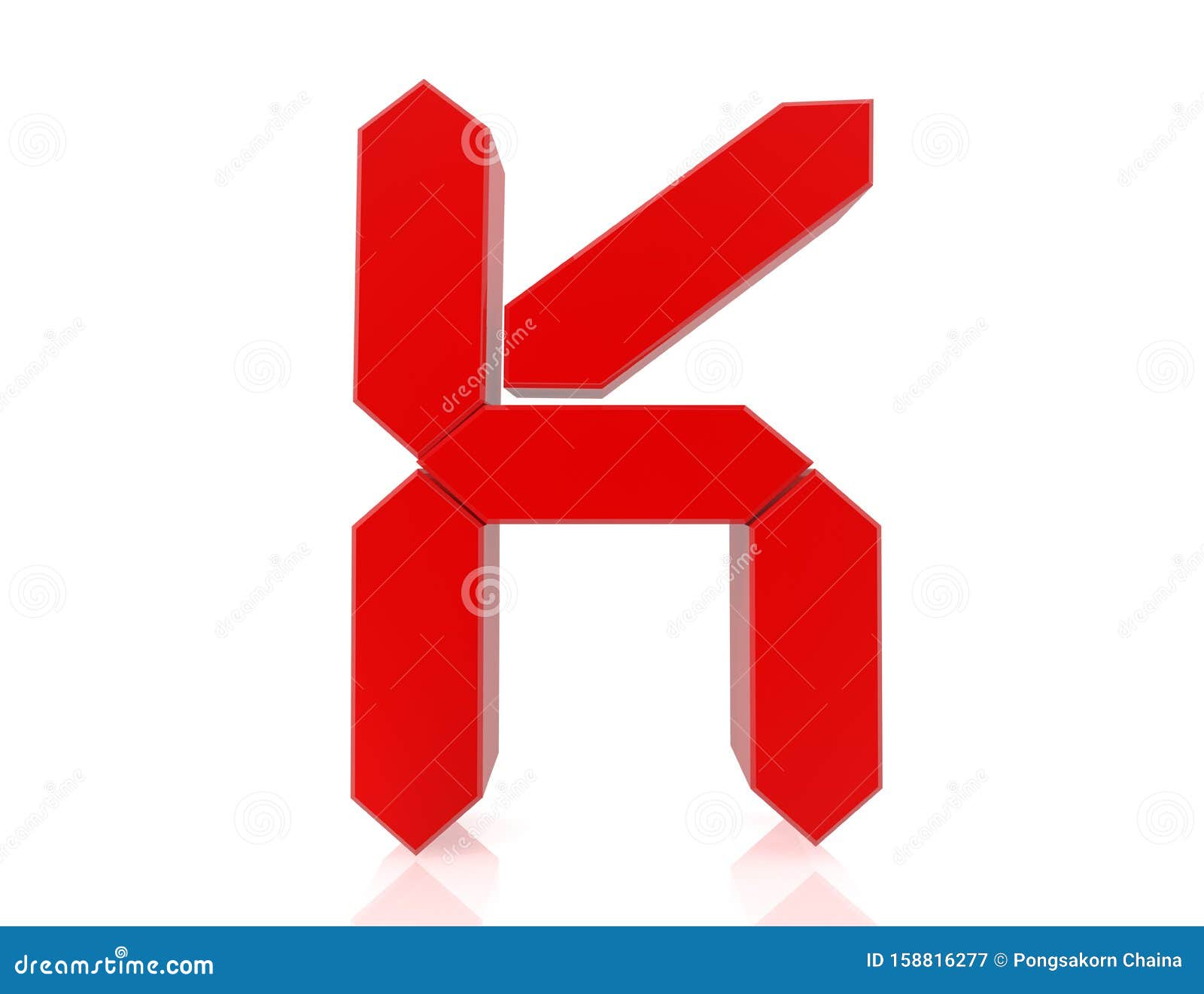 The Red Letter K Digital Style 3d Rendering Stock Illustration ...