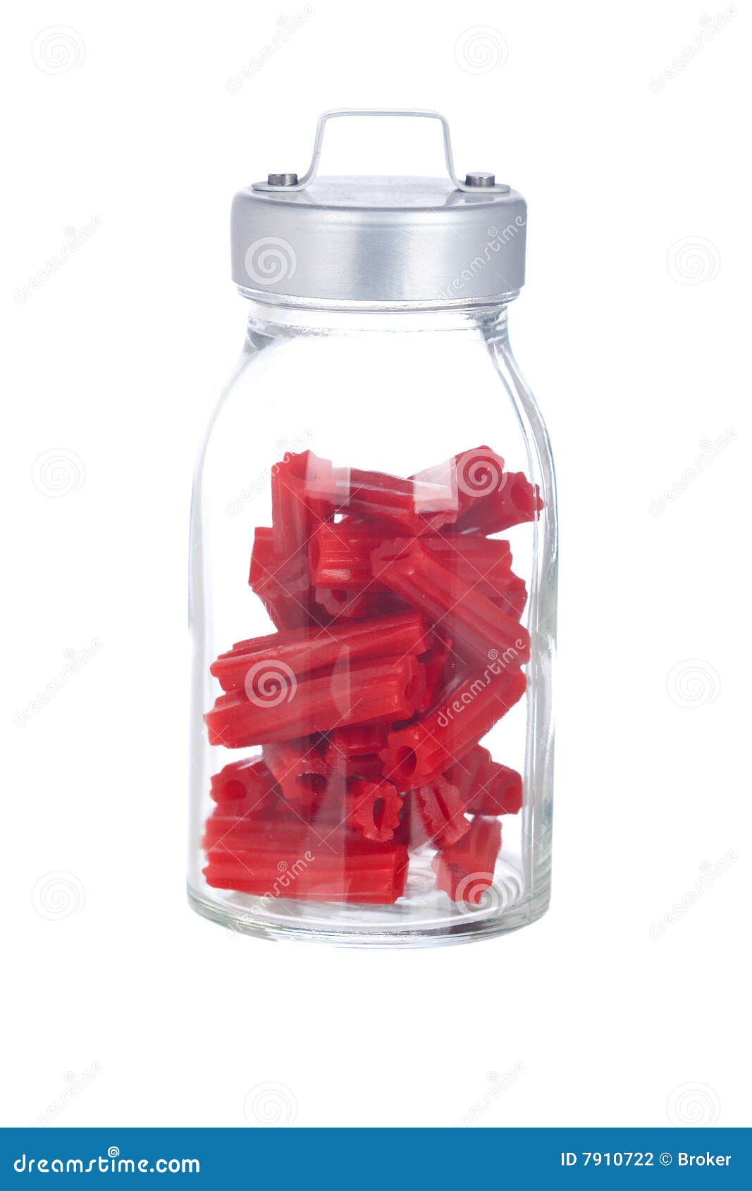 Red licorice on glass jar stock photo. Image of colorful 7910722