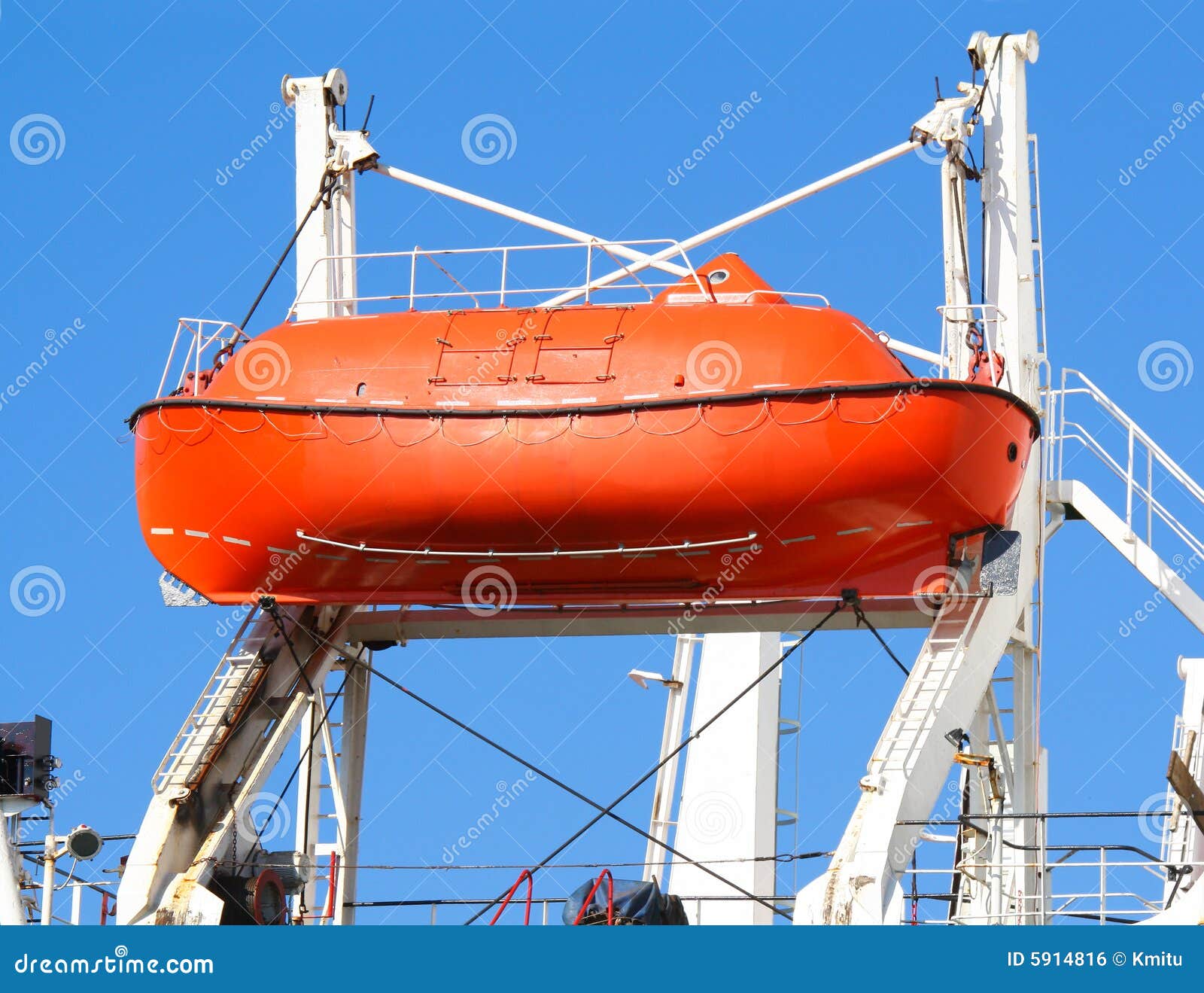 Red Lifeboat On Crane Lift Royalty Free Stock Image 