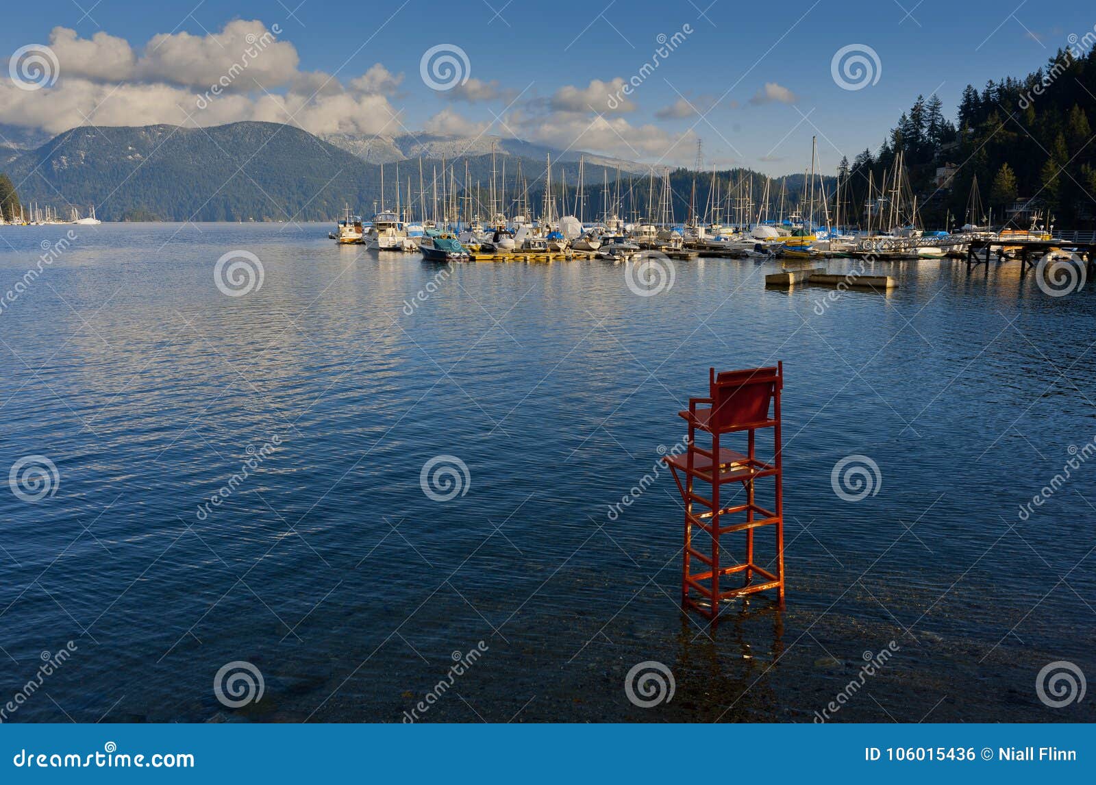 Red Lifeguard Chair Editorial Photo Image Of Sailboat 106015436