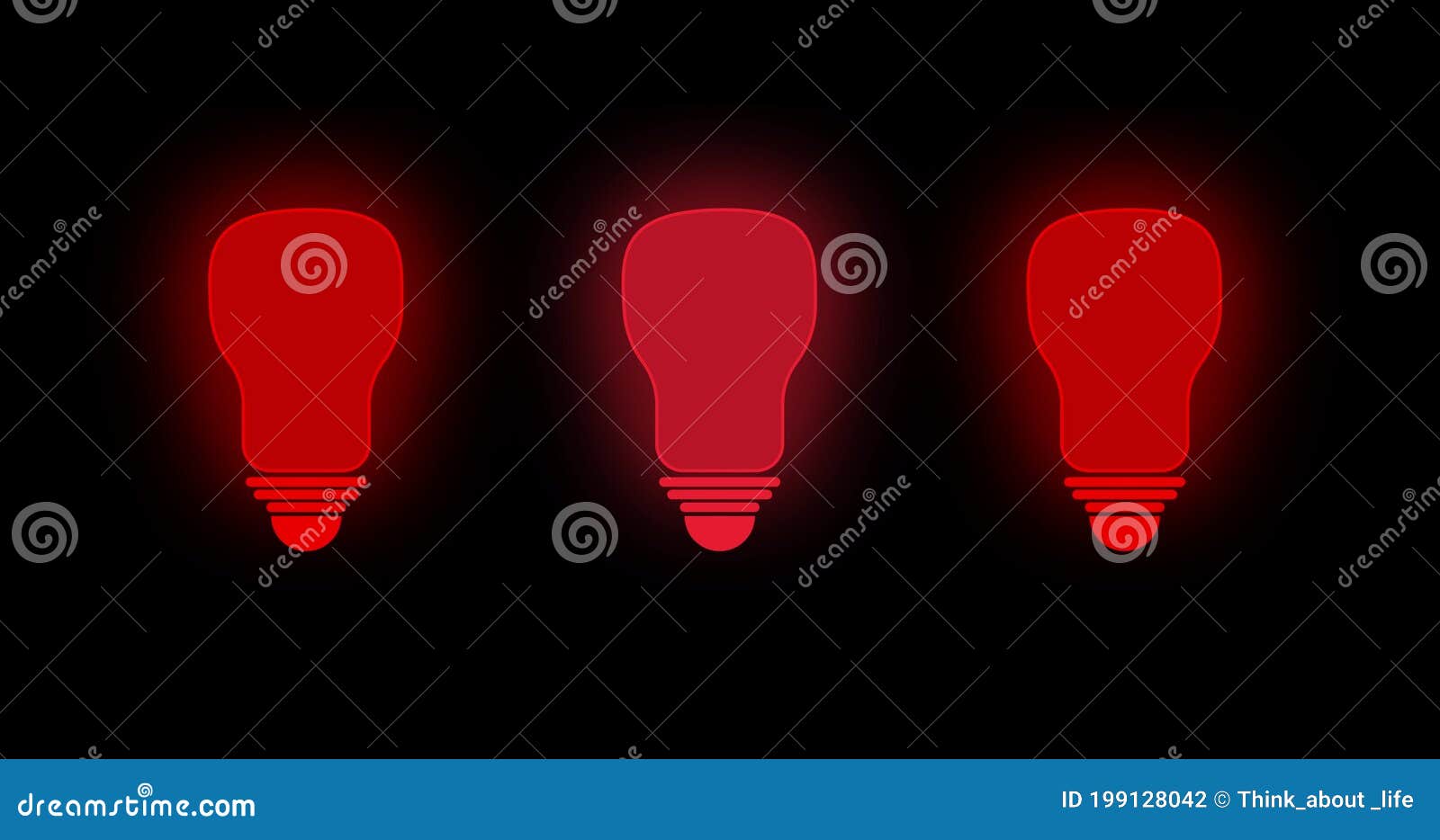 Red Color Light Bulb Blinking and Glowing on Black . Animated LED Light Bulb Over 4k Resolution