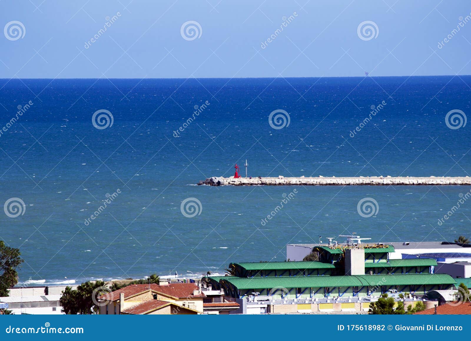 Red Lighthouse Tower on the Pier of San Benedetto Del Tronto Port ...