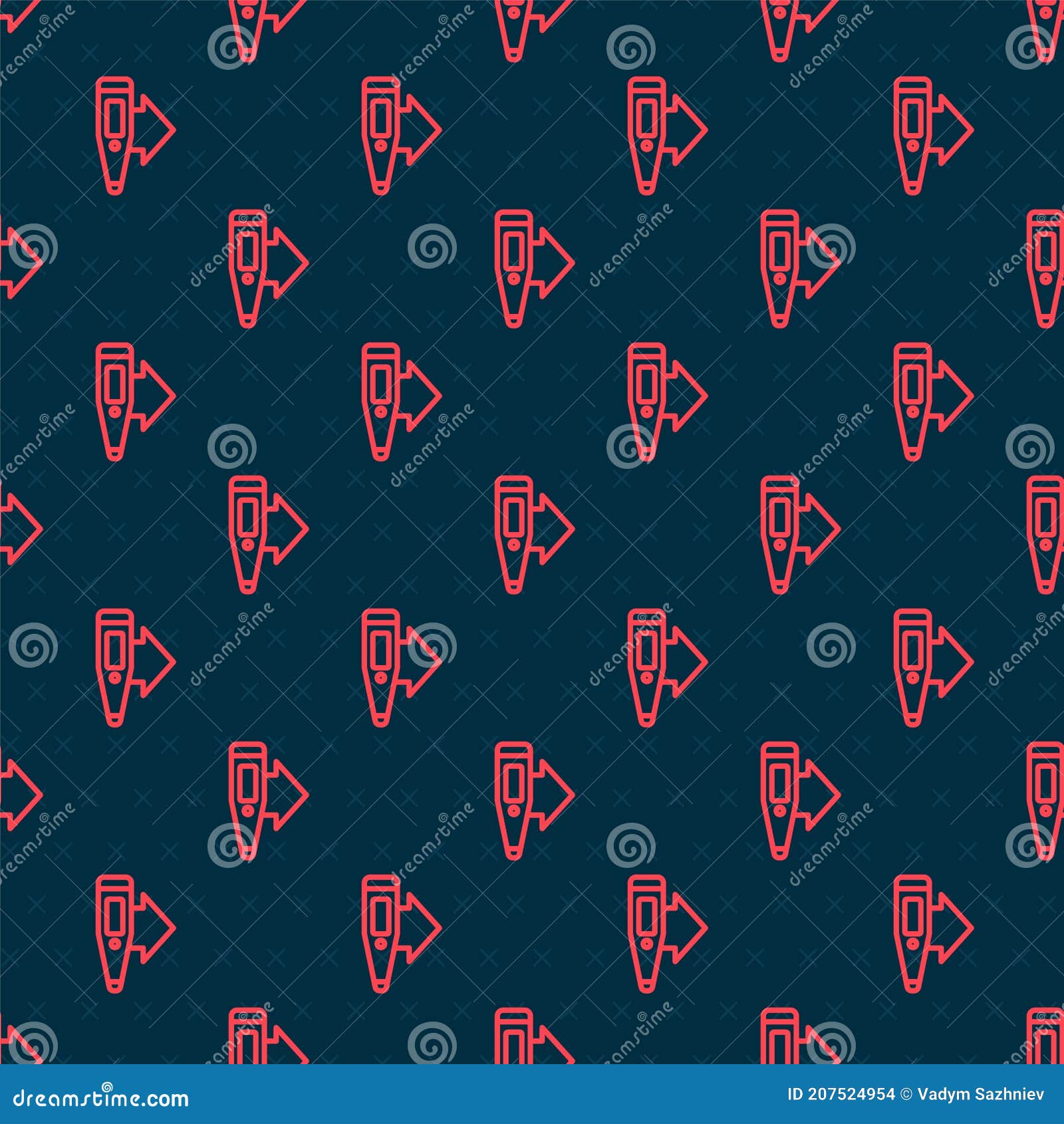 Red Line Medical Digital Thermometer for Medical Examination Icon Isolated Seamless Pattern on