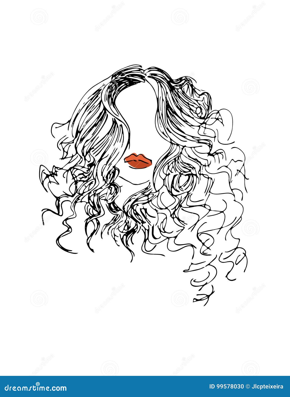 Red Lips Hair Girl Stock Vector Illustration Of Fashion