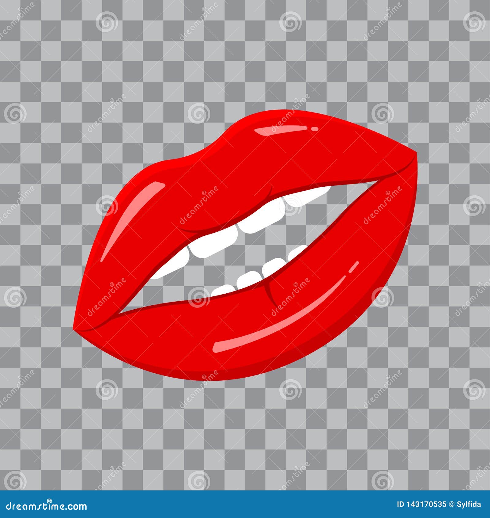 Red Lips on Transparent Background. Vector Illustration Stock
