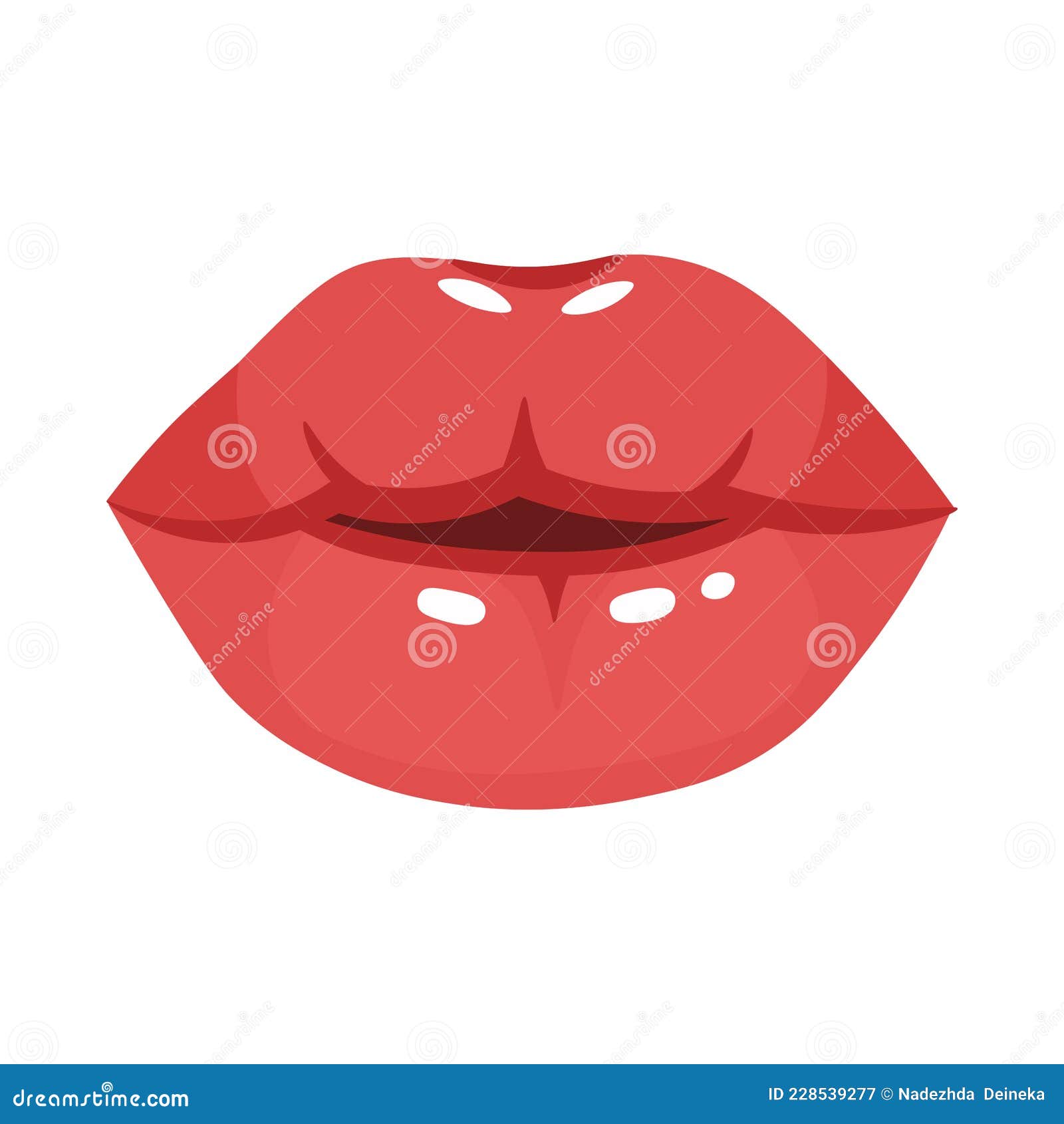 Red Lips Kiss.Vector Cartoon Style Stock Illustration Illustration of