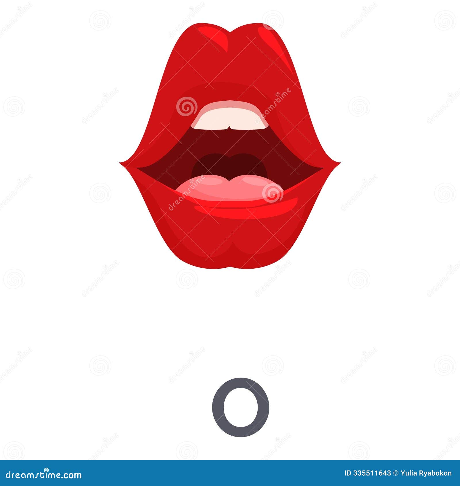 red lips pronouncing vowel o phonetics