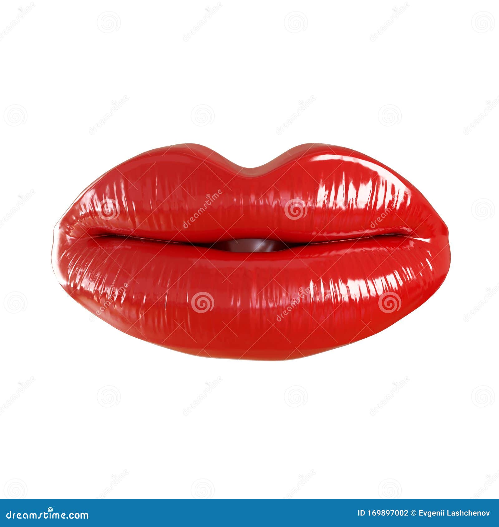 Slightly Ajar Mouth With Bright Red Glossy Lips Isolated On White
