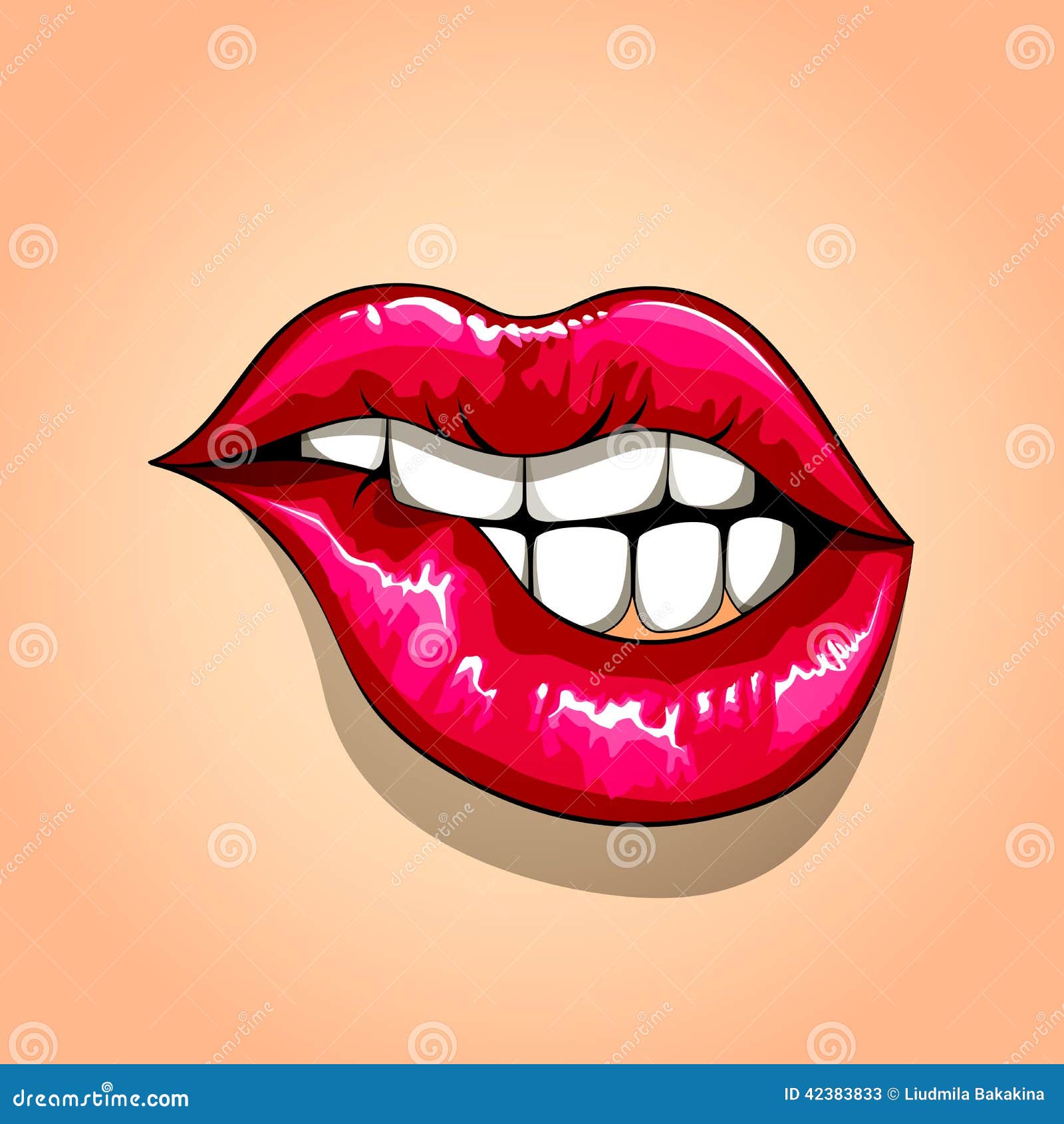 Hand drawn female red lips Royalty Free Vector Image