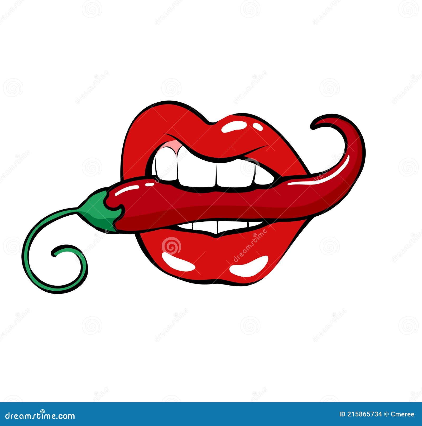 Lips with chilli pepper stock vector. Illustration of lips 215865734