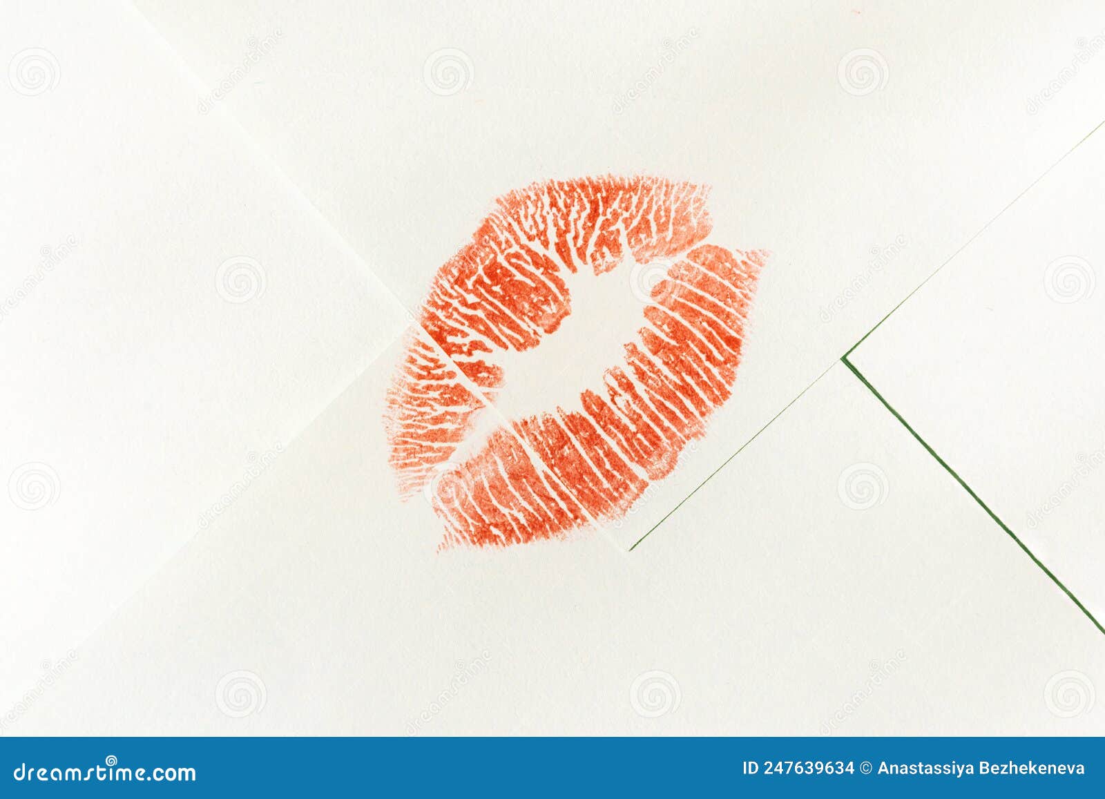 Red Lipstick Kiss Mark on White Envelope Stock Photo Image of female