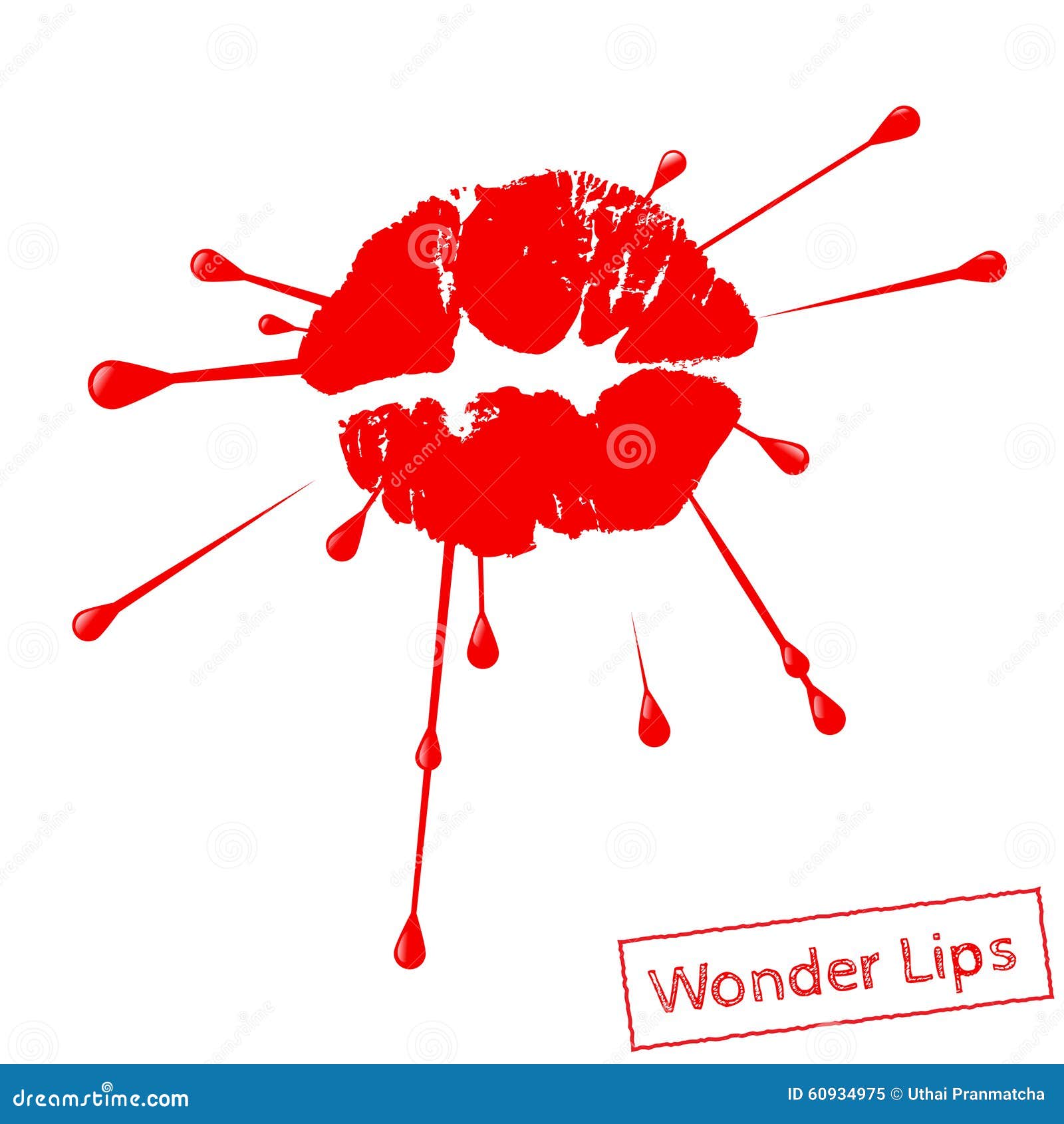 Red Lipstick Marks with Splashing Design Stock Vector Illustration of
