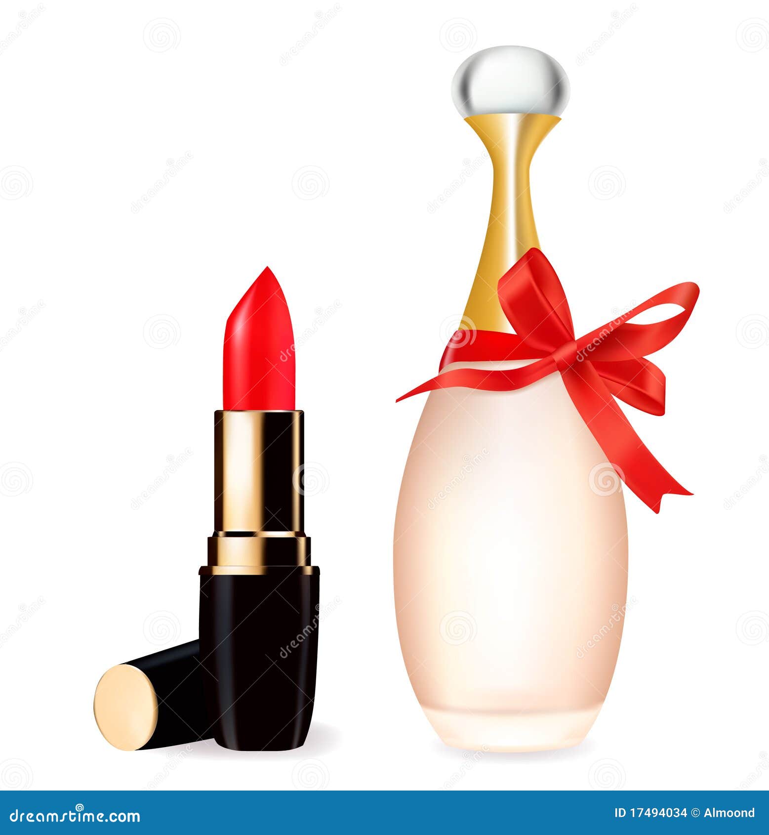 Red Lipstick and Perfume Bottle. Stock Vector Illustration of cosmetic, applicator 17494034