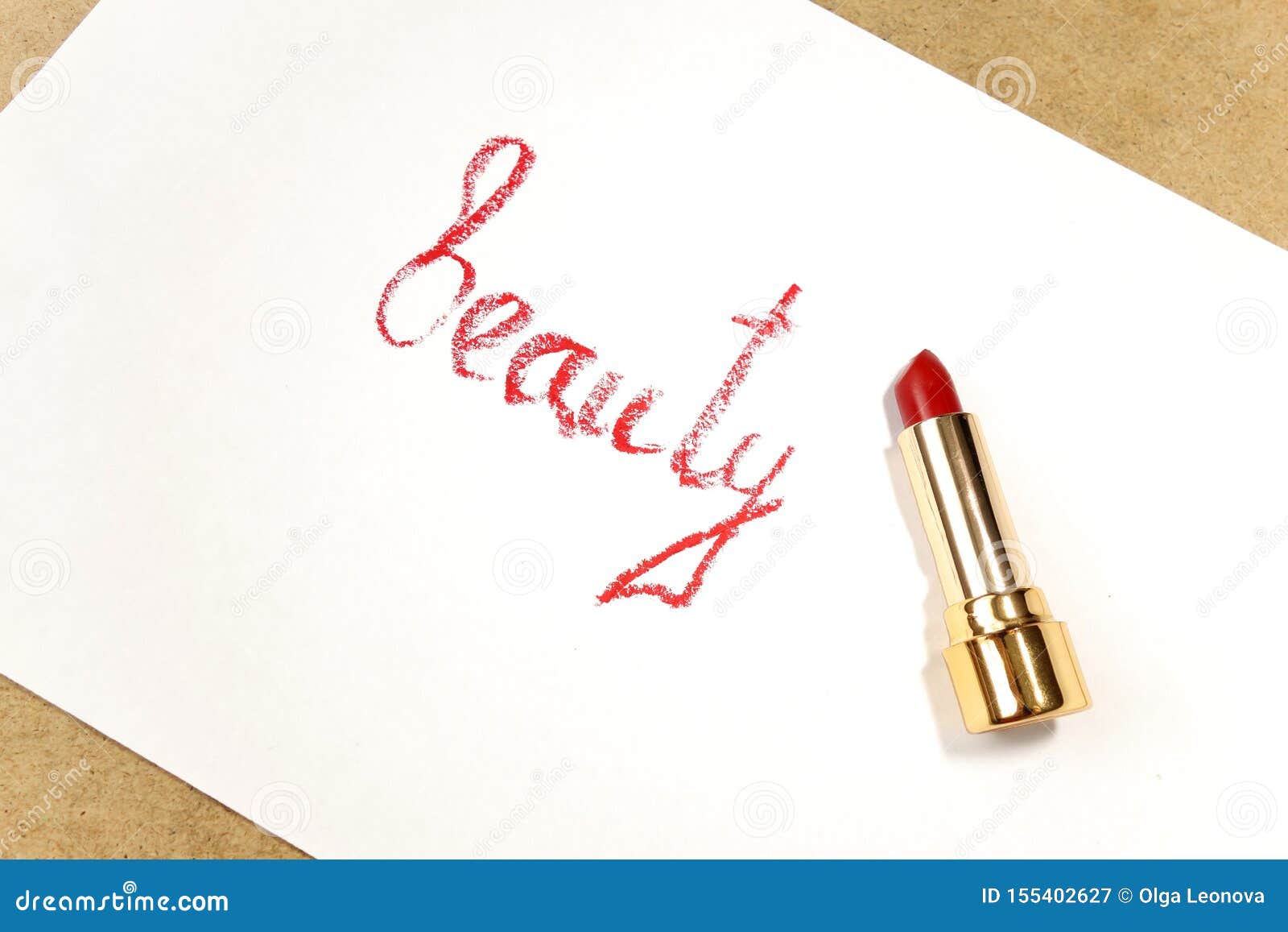 Red Lipstick, Word in English Made with Lipstick Stock Image Image of