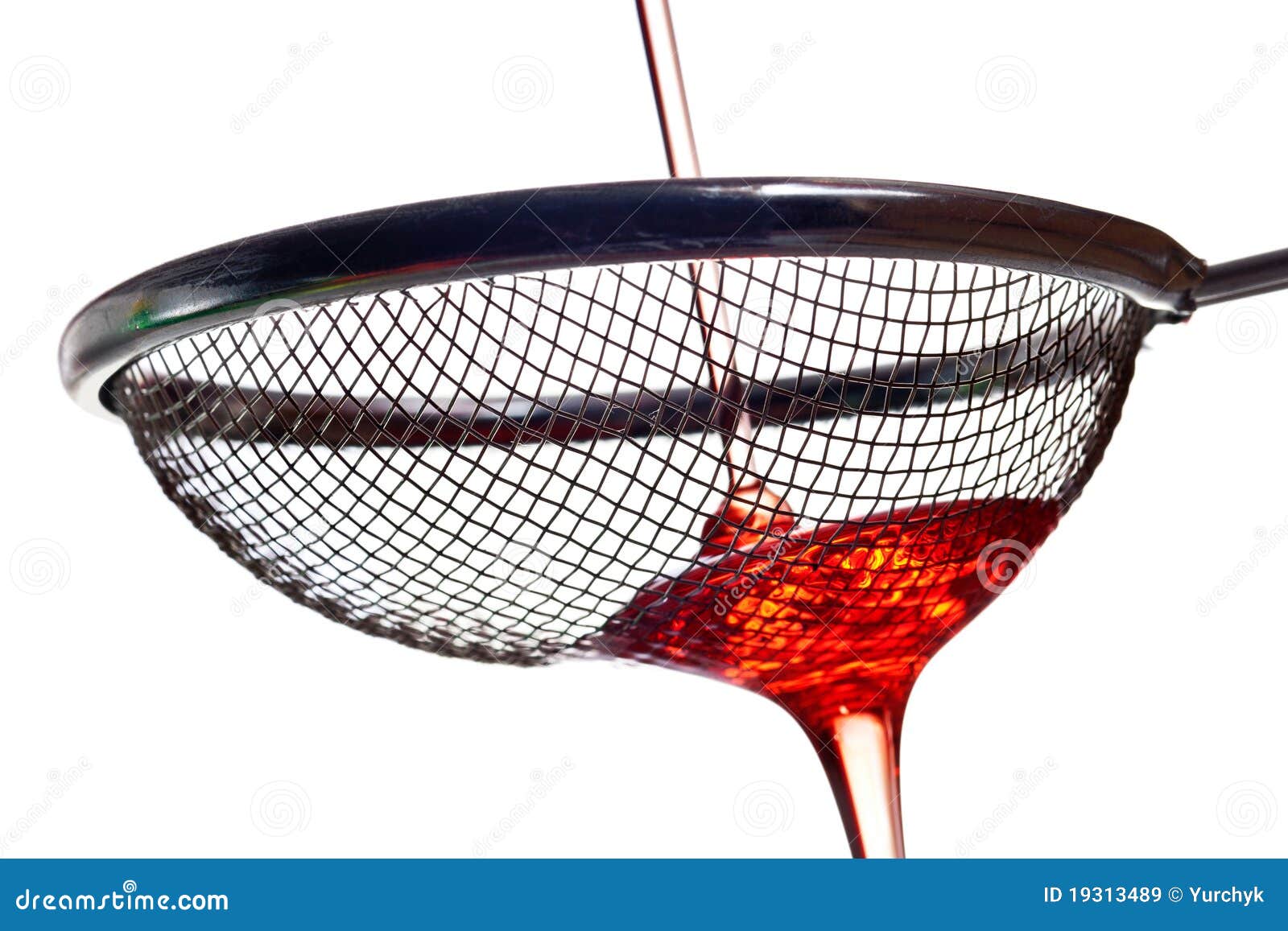 Red Liquid Pouring through Tea Strainer Stock Image Image of liquid
