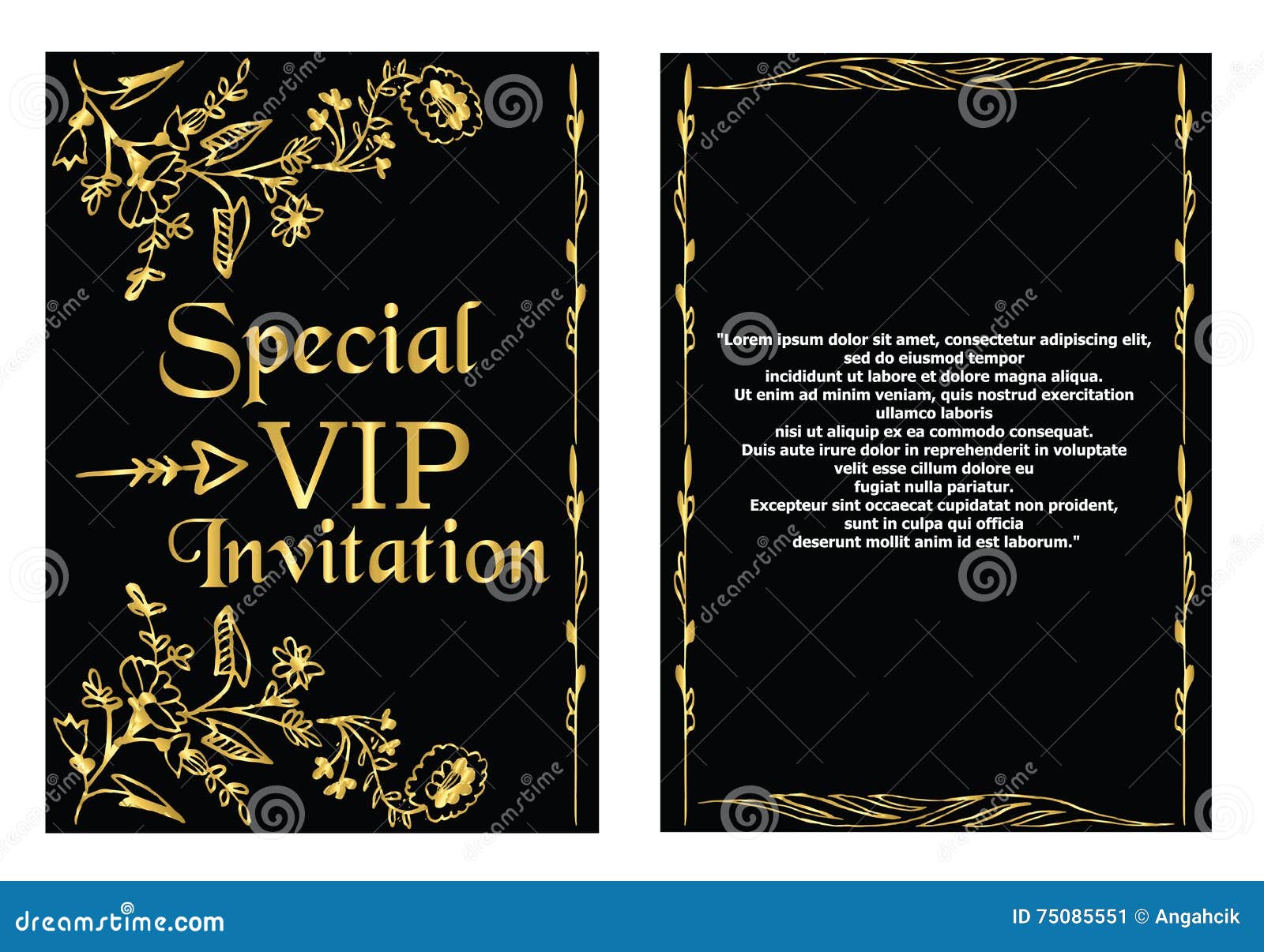 VIP Invitation Card Template Stock Vector - Illustration of black, card ...