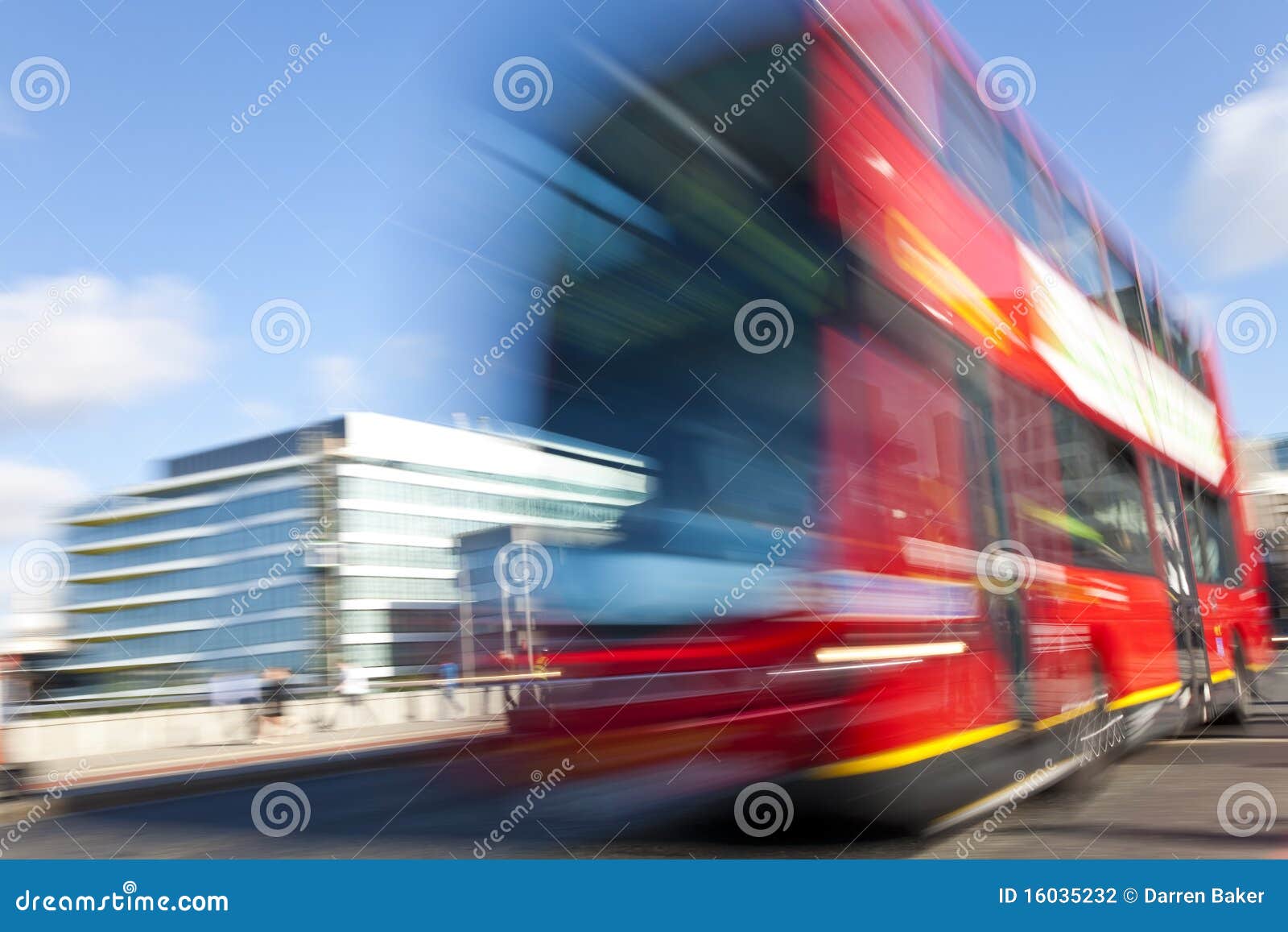red london double decker bus motion blurred