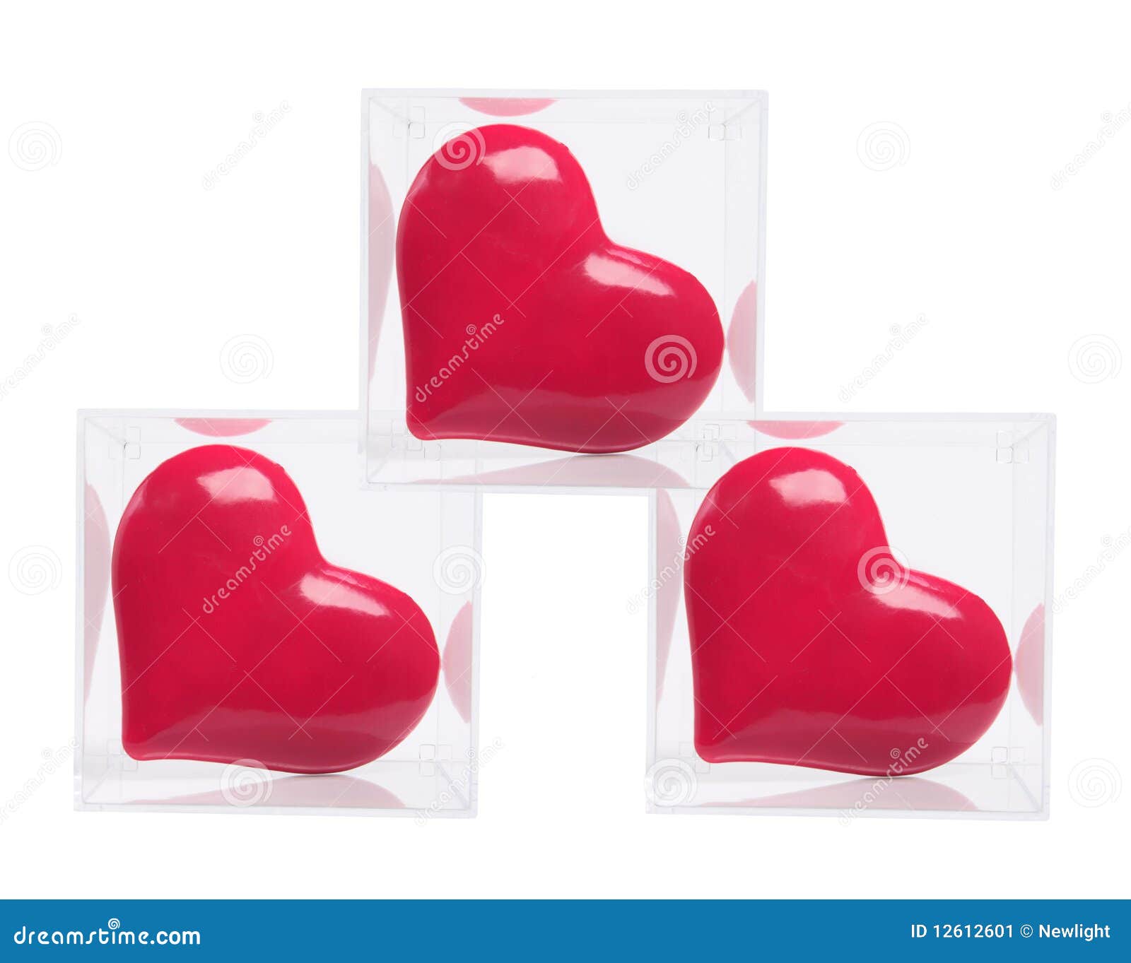Red Love Hearts in Plastic Boxes Stock Image Image of object, cutout
