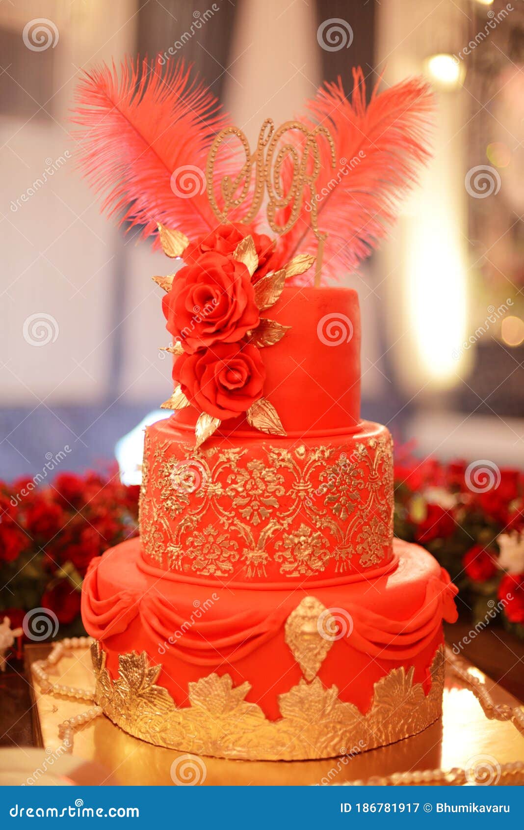 Red Lover Royal Happy Birthday Cake Stock Image - Image of ...