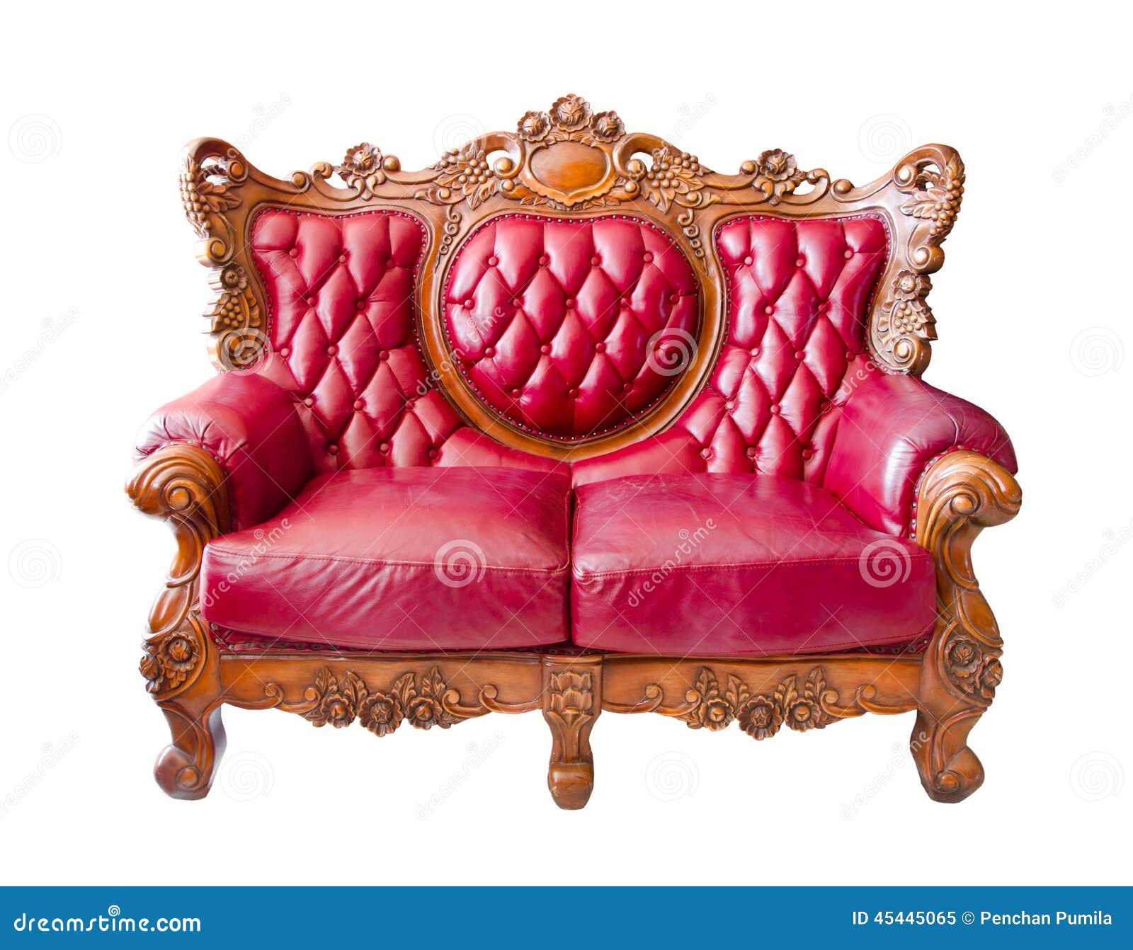 Red Luxurious Sofa on White Background. Stock Image - Image of furniture,  closeup: 45445065