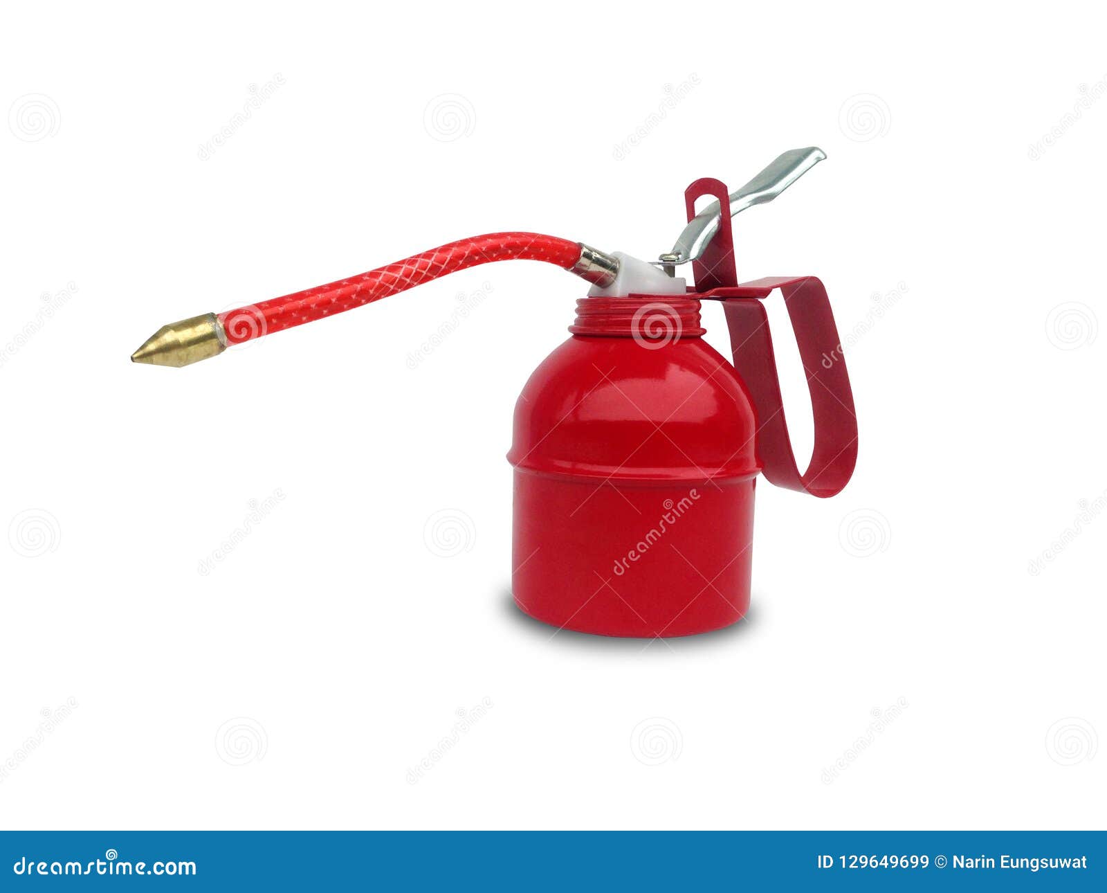 Red Machine Oiler Pump Isolated on White Background. Stock Image ...