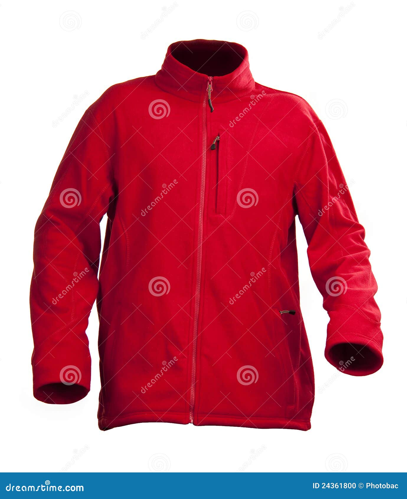 red male fleece jacket  over white