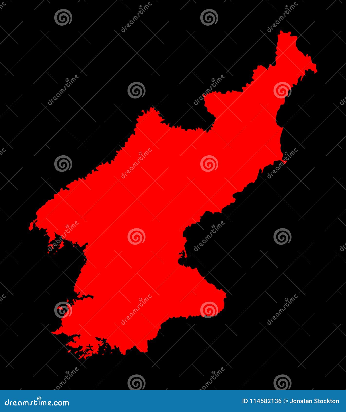 Red Map of North Korea Isolated on Black Background. Stock Illustration ...