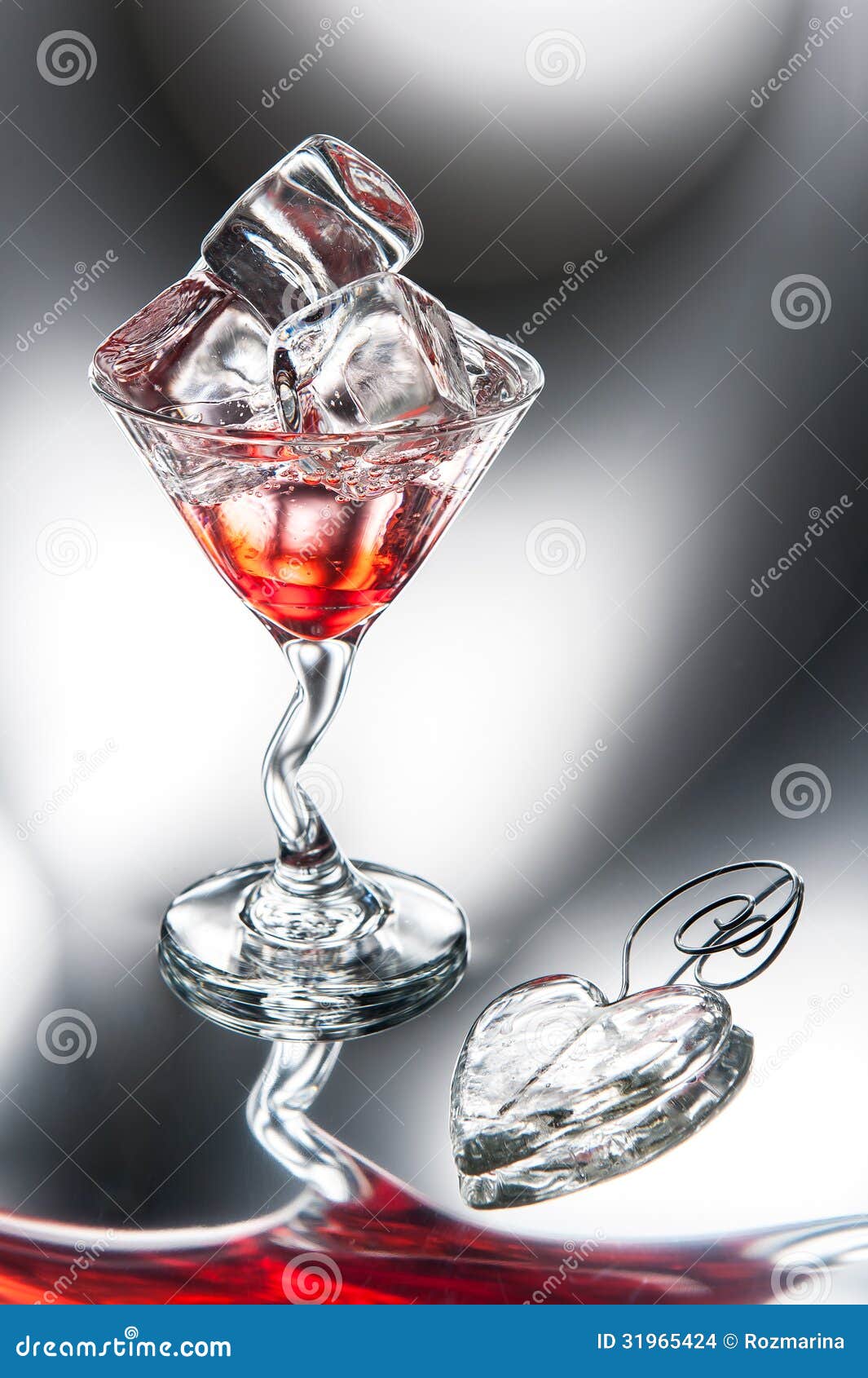 Red Martini (cocktail) with Ice Cubes Stock Photo Image of