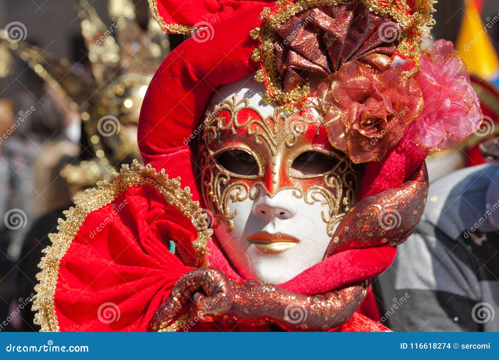 Red Mask in a Carnival Parade Stock Photo - Image of venezia, beauty ...