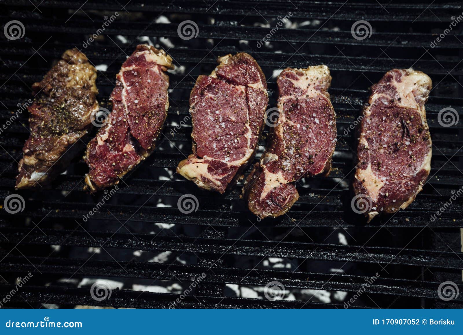 red meat preparetion on a grill