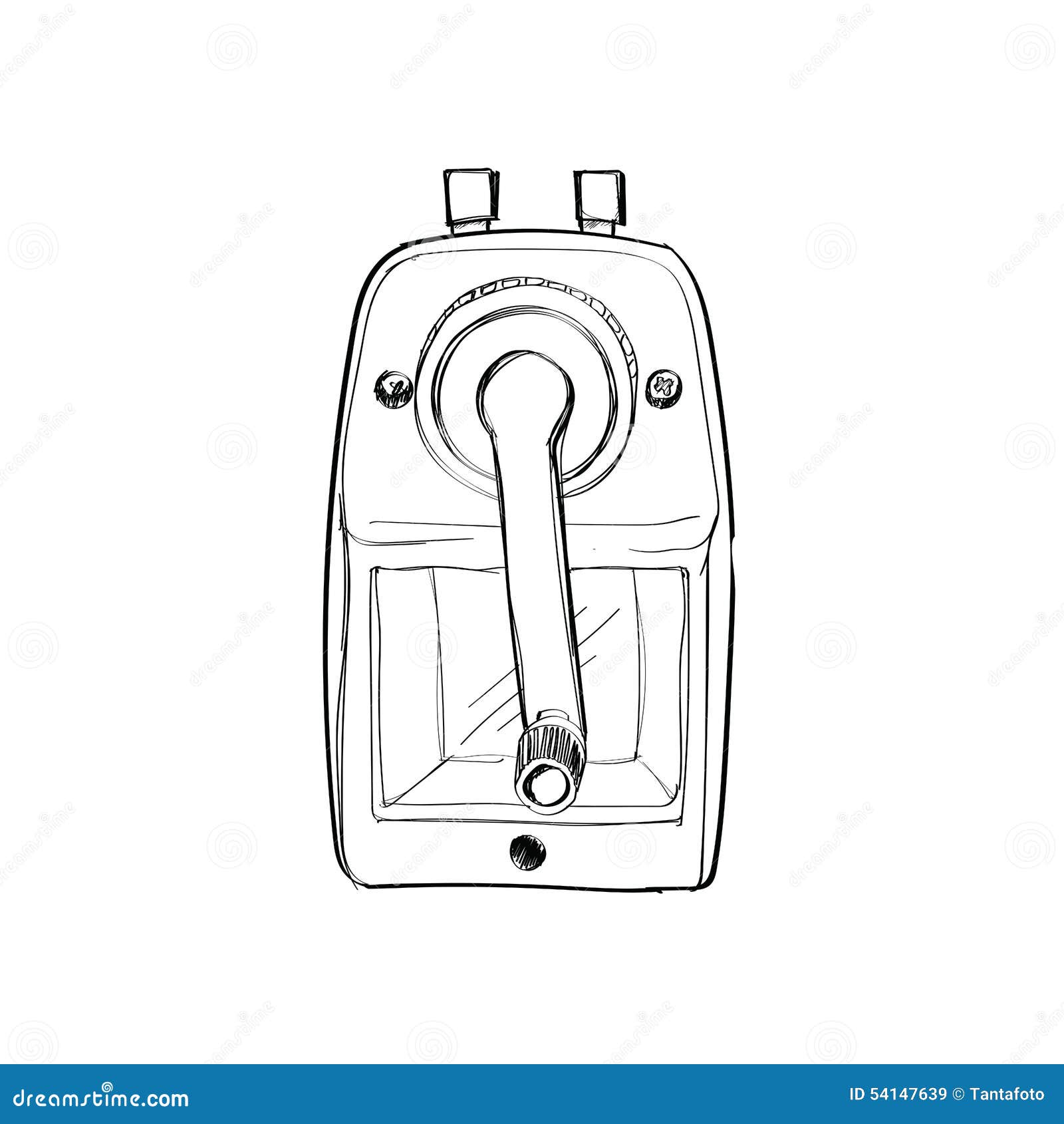 Red Mechanical Sharpener Of Pencil Hand Drawn Sketch Isolated On Stock