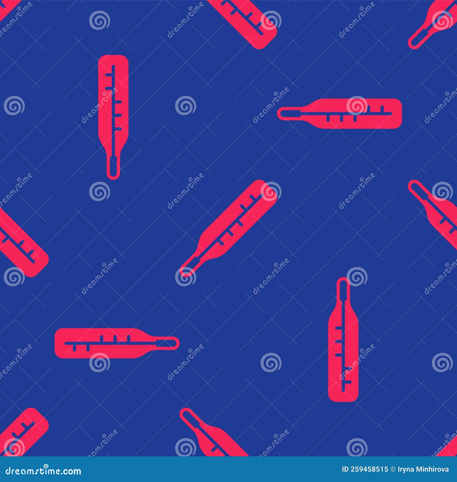 Red Medical Thermometer for Medical Examination Icon Isolated Seamless