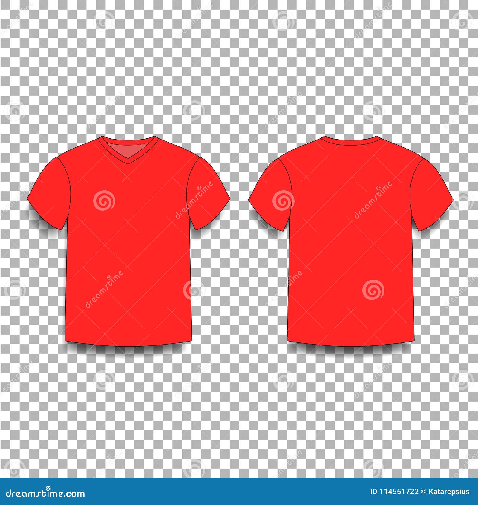 Download Red Men`s T-shirt Template V-neck Front And Back Side Views. Stock Vector - Illustration of ...