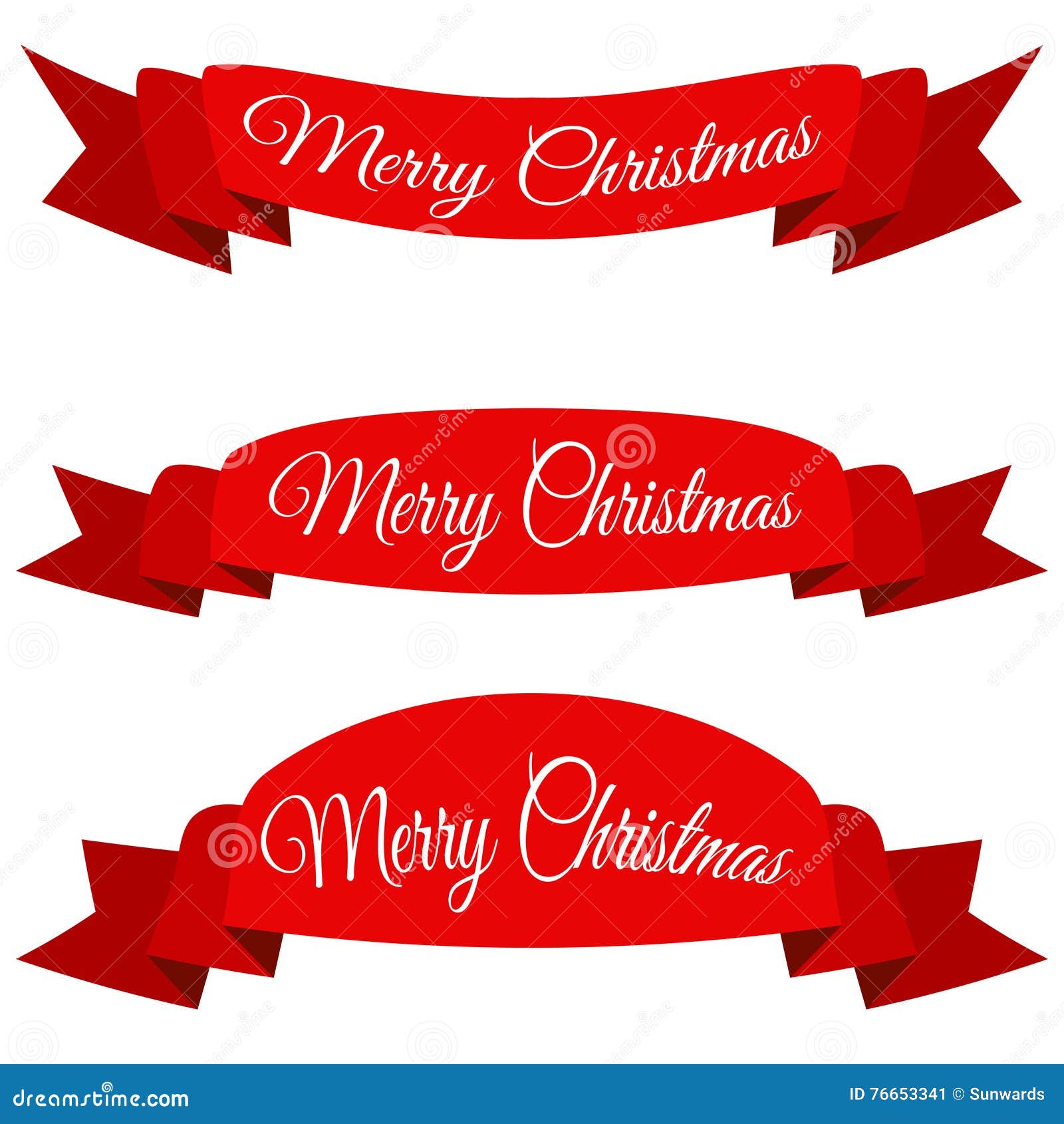 Download Red Merry Christmas Banner Set Ribbons With Text Stock Vector Illustration of